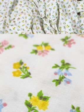 VINTAGE JC PENNEY Floral Flat Sheet Fabric *Damaged* and Fitted Sheet Full